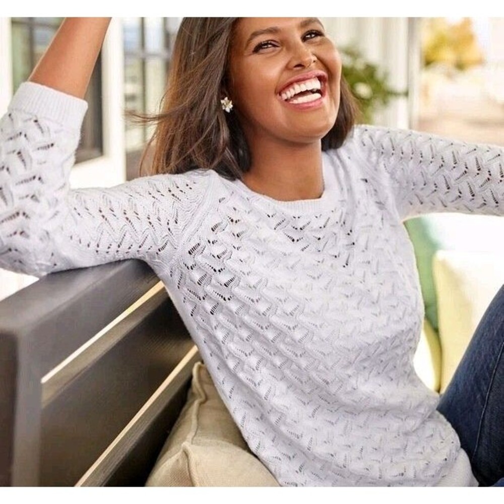Talbots Textured Linen Cotton Blend Pullover Sweater